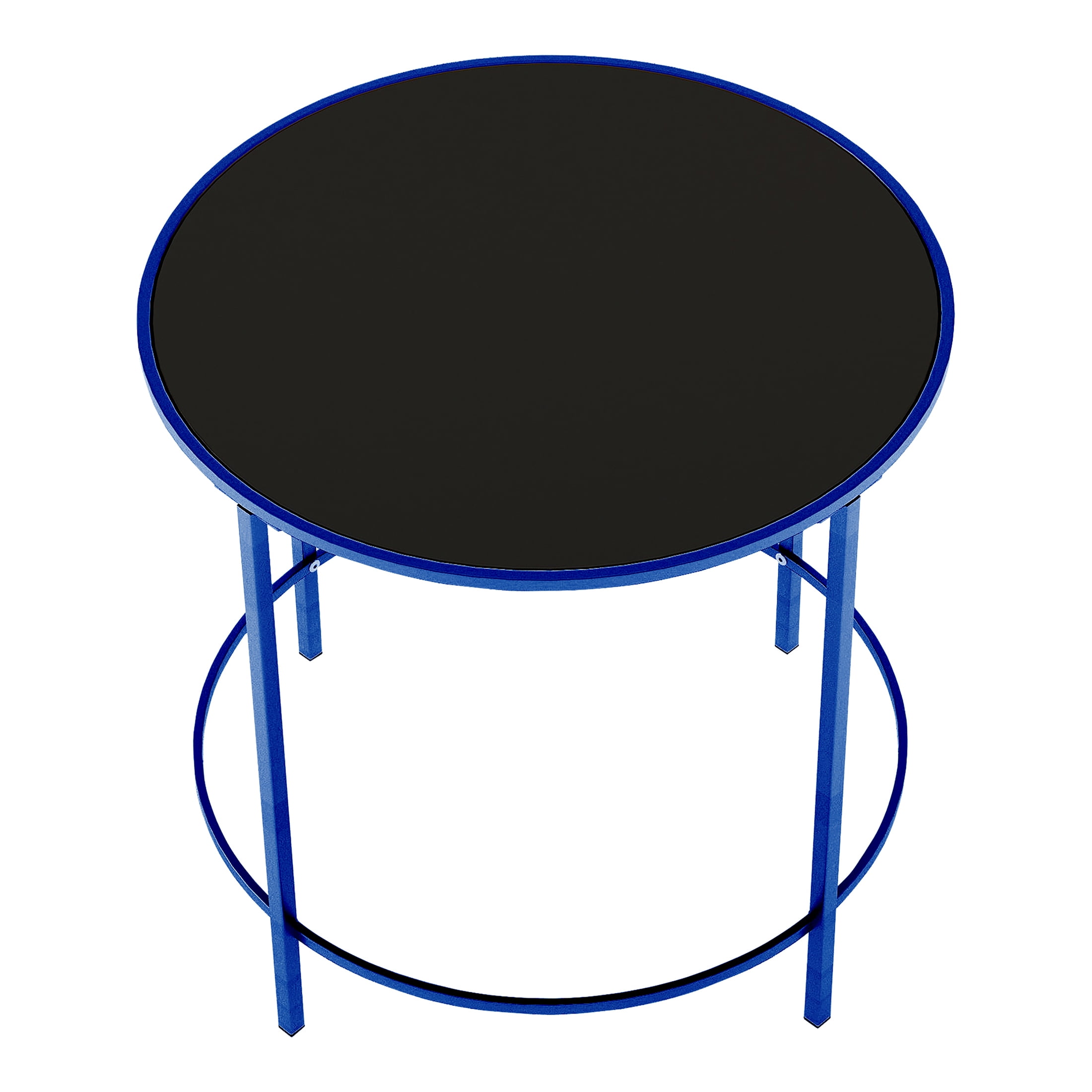 Furniture of America Harre Glass Top Side Table, Blue