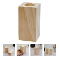 DEMACRIO Candleholders For Pillar Candles Wood 1Pcs 2.2x2.2in