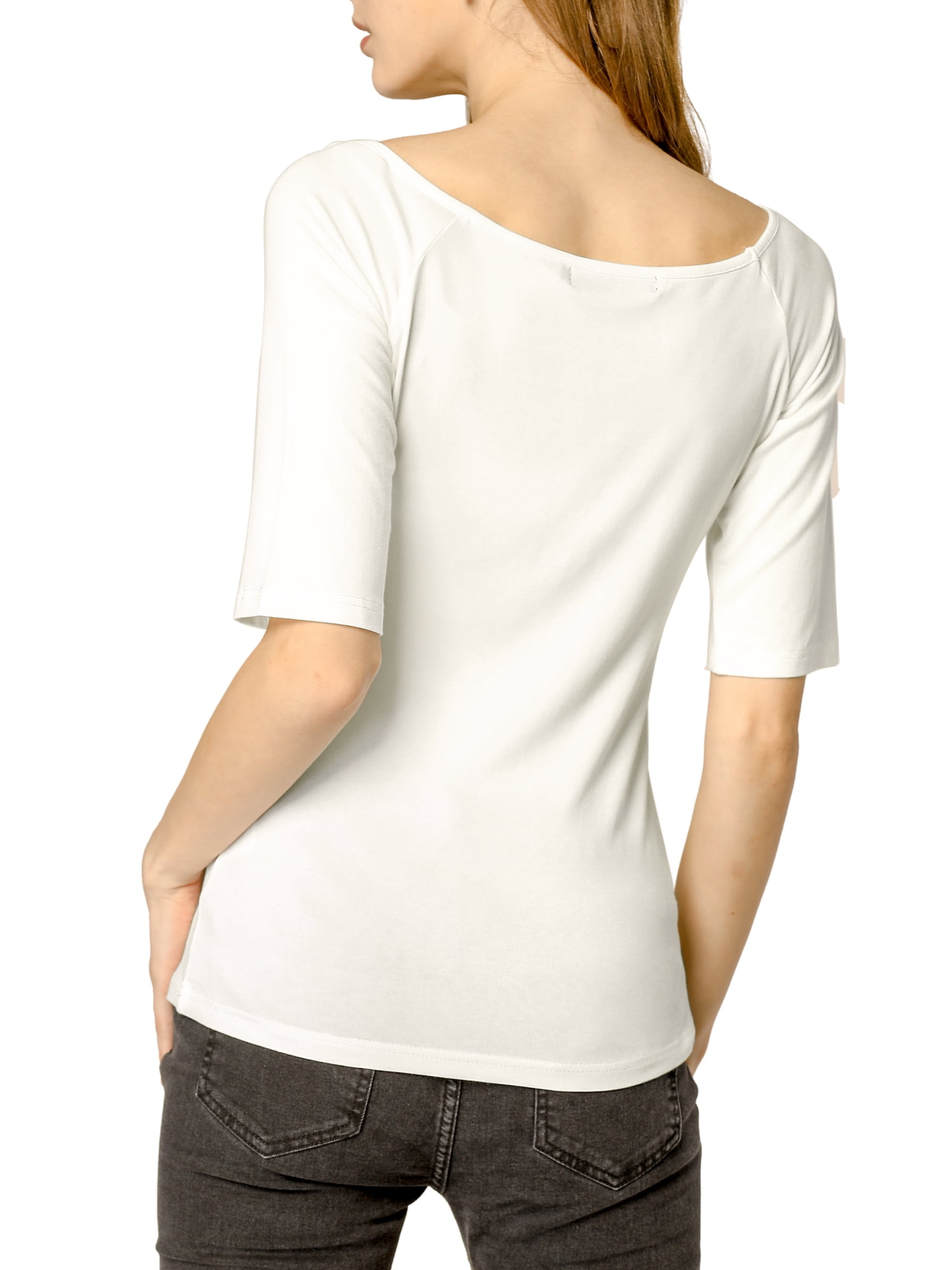 DARING DIVA Women's Slim Fit Pullover Boat Neck Stretchable T-Shirt L Beige
