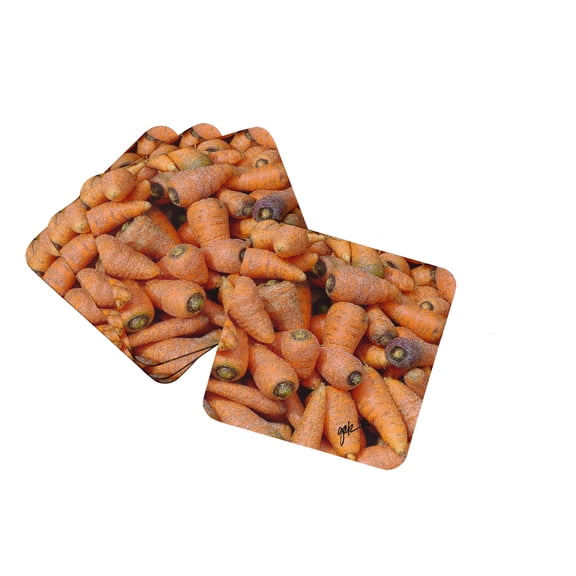Caroline's Treasures Carrots by Gary Kwiatek Foam Coaster Set of 4