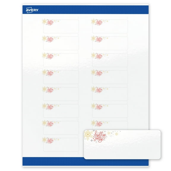Avery Labels, 1" x 2-5/8", Silver-Holly Sparkles, Glossy, 160ct