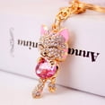 thumbnail image 5 of Llavero creativo con forma de gato de la suerte con incrustaciones de diamantes, accesorio para bolso de mujer, llavero con colgante de metal de gatito, regalo pequeño, 5 of 5