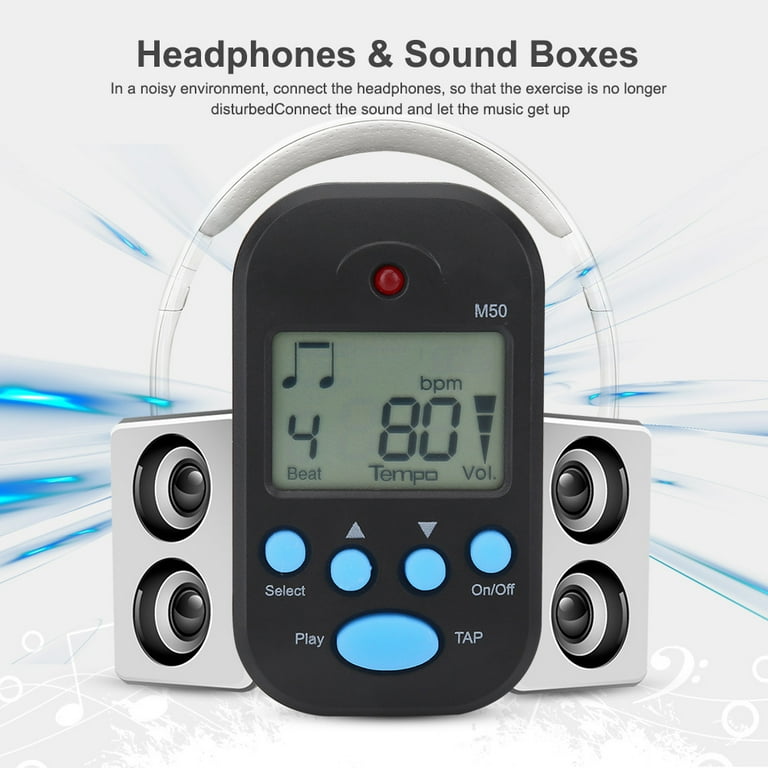 Métronome Numérique Clip-on Drfeify M50 - Tempo 30-280 BPM, Sortie Casque, Clip Et Sangle, Pile 2032