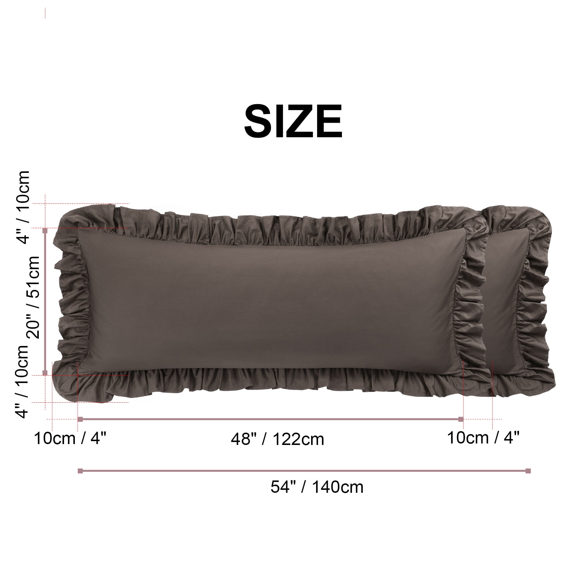 Unique Bargains 1Pc 100% Cotton Envelope Closure Body Ruffled Pillowcase Beaver 20"x54"