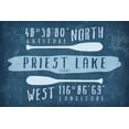 thumbnail image 1 of Priest Lake, Idaho, Lake Essentials, Latitude and Longitude (36x54 Giclee Gallery Art Print, Vivid Textured Wall Decor), 1 of 3