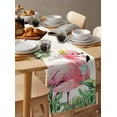 thumbnail image 6 of nqOlkjepod Summer Green Palm Leaf Table Runner 48 Inches Long Farmhouse Dress Scarves, Pink Flamingo Tropical Plant Dining Tablerunner for Coffee Table/Kitchen Island/Party Décor, 13" x 48", 6 of 8