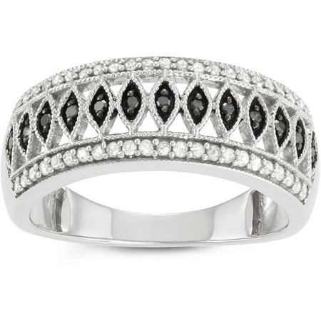 Brinley Co. Women's 3/5 Carat T.W. Black and White Diamond Sterling Silver Fashion Ring