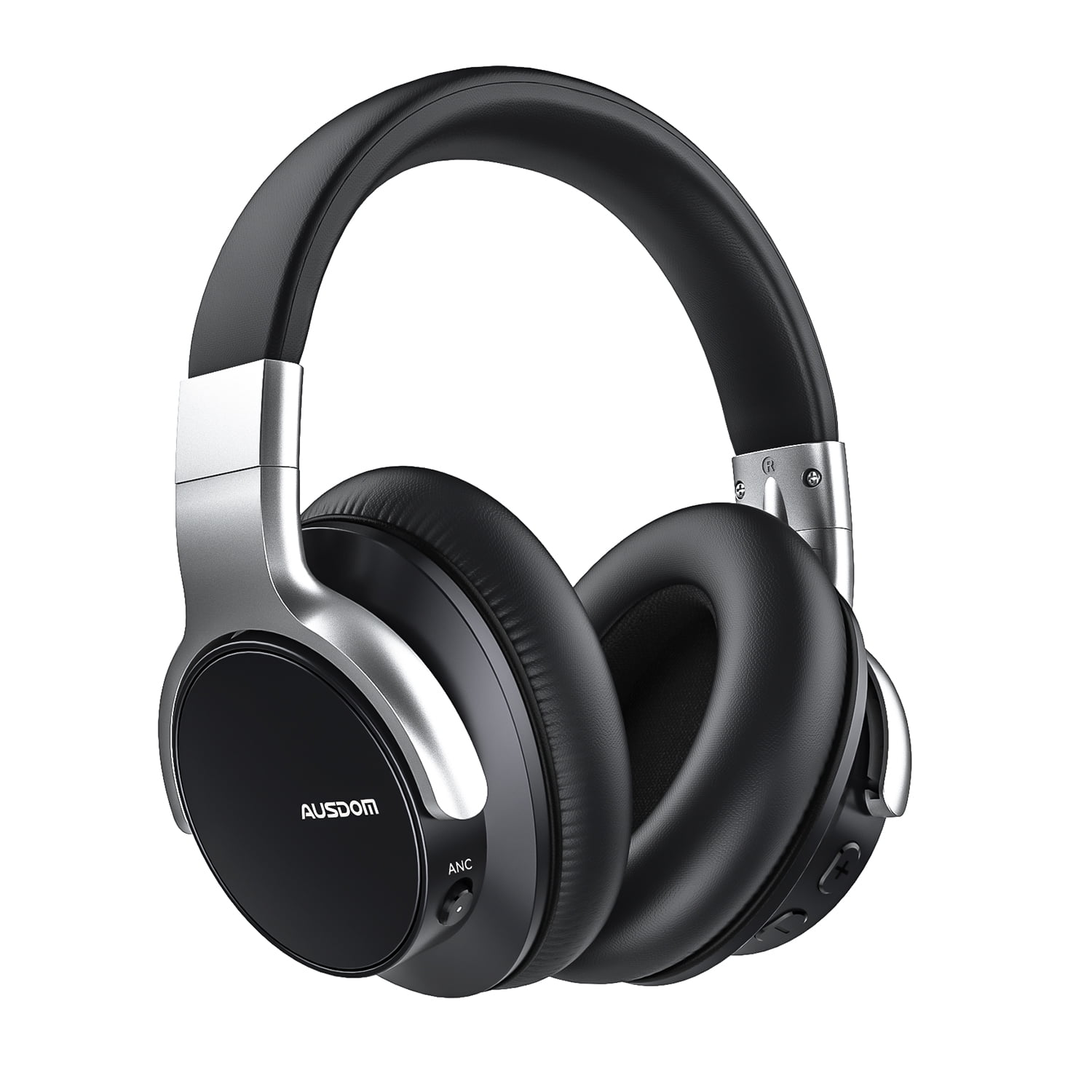 AUSDOM E7 Active Noise Cancelling Headphones, Wireless over Ear Bluetooth 5.0 Headsets with Mic, Black