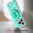 thumbnail image 3 of XPM for Apple iPhone 15 Pro Max Phone Case, Pattern Design Hybrid with Invisible Ring Stand & Magnetic Back, Shockproof Protective Grip Cover for iPhone 15 Pro Max (Flower Bee Teal), 3 of 8
