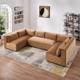 thumbnail image 3 of Glenmont Mid Century Modern Modular Cognac Tan Velvet Comfy Sectional Couch, 3 of 6