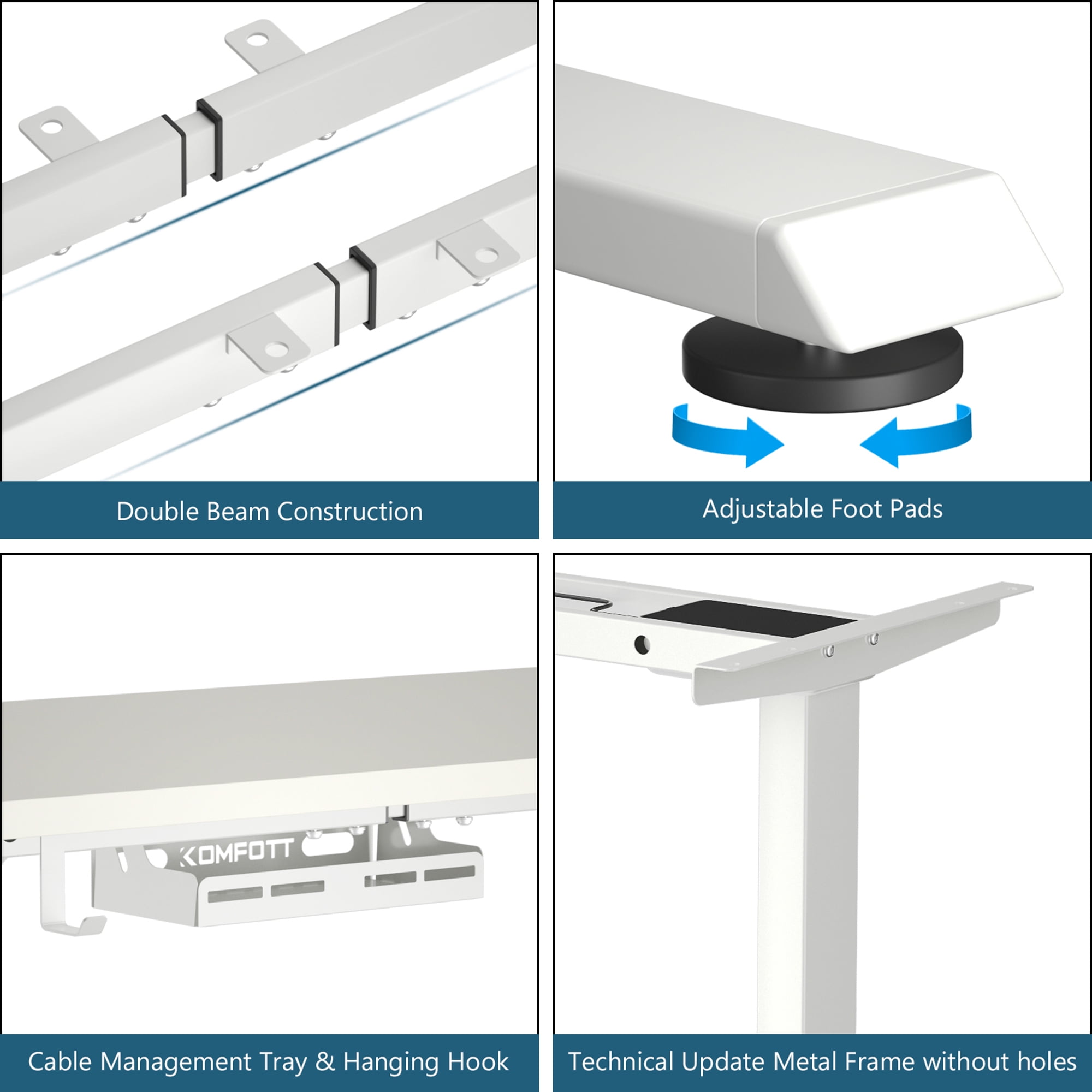Gymax Dual-Motor Standing Desk Frame Workstation Base w/ Adjustable Height & Width White