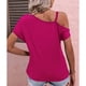 thumbnail image 4 of Camiseta plisada con hombros descubiertos en rojo rosado: corte holgado para días informales, talla S Summer Chic, 4 of 6