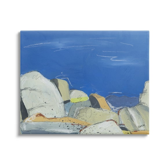 Stupell Industries Abstract Ocean Cliff Rocks Coastal Painting Gallery Wrapped Canvas Print Wall Art