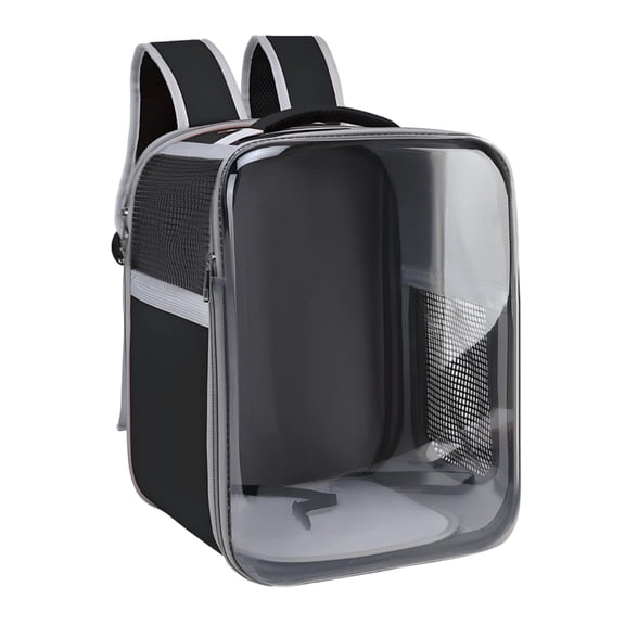 Portable Black Cat Backpack Carrier, Transparent Bubble Window, Hands-Free Double Shoulder Pet Travel Bag, Ventilated Mesh, Lightweight Oxford Cloth, Fits 20 lbs Cats, 15.7 x 11 x 11 in