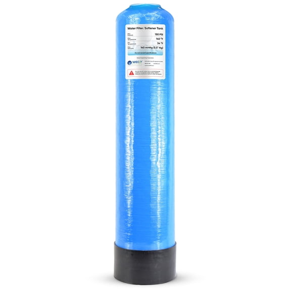 WECO Mineral Tank for Water Softener/Filter - Polyethylene Inner Shell Pressure Vessel with 2.5" Top Opening - 150 PSI Max Pressure - 120 °F Max Temperature - 8x35, Blue