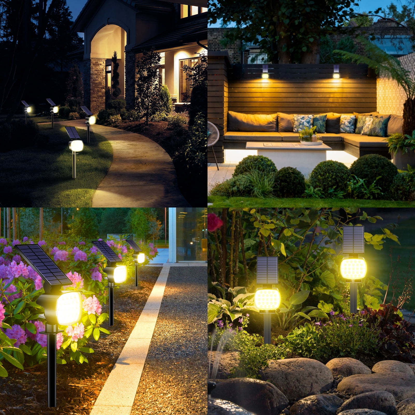 CHARKEE Outdoor Solar Lights,3 Modes Solar Spot Lights for Garden Yard Landscape,Warm White