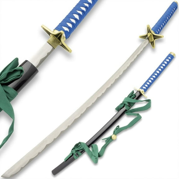 Hitsugaya Hyourinmaru Zanpakuto Anime Sword | 440 Stainless Steel Blade | Distinctive Star-Shaped Tsuba | Ray Skin Handle with Cord Wrap | Coordinating Scabbard | 40" Overall Length