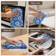 thumbnail image 5 of 4 Pcs Geometric Flower and Dot Blue Pattern Funny Kitchen Towels, Microfiber Dish Towels, Kitchen Tea Towels Set 18" X 26", 5 of 6