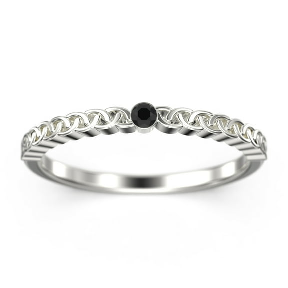 0.05ct black diamond moissanite Twist Wedding Ring 18K White Gold Over Silver