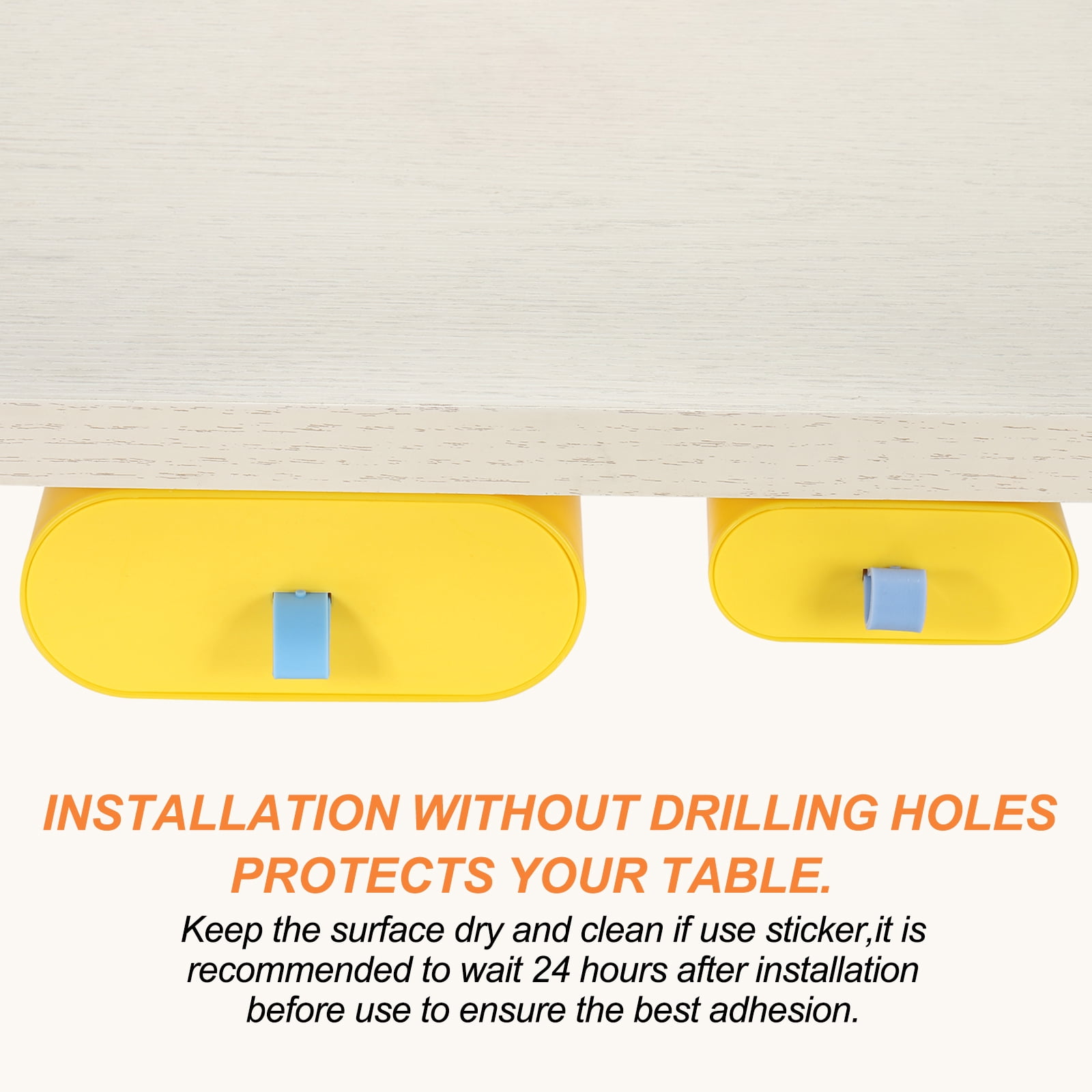 Uxcell Under Desk Drawer Self-Adhesive Slide Out Storage Box Attachable Organizer for Home Office Classroom, Yellow, Large