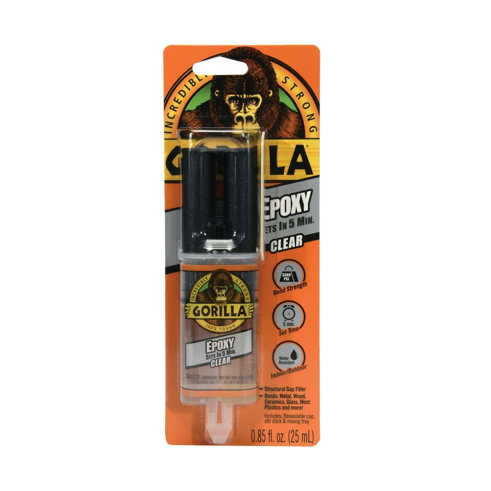 Gorilla Glue Clear 2 Part Epoxy Syringe, 0.85 Fl. Ounce