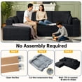 thumbnail image 5 of 102" L-Shaped Modular Sectional Sofa with Chaise and 4 Throw Pillows, 3 Seater Comfy Corduroy Fluffy Couch,Boneless Couch with Deep Seat and 2 Cup Holders for Living Room,Apartment,Office,No Assembly, 5 of 13