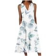 thumbnail image 2 of Estbridge Robes d'Été pour Femmes Décontractées Plissées Amples Évasées Midi pour Femmes Imprimé Floral Longueur Genou Grande Taille Robe Col Ras du Cou Manches Courtes Robe d'Invitée de Mariage Économies d'Été Liquidation, 2 of 5