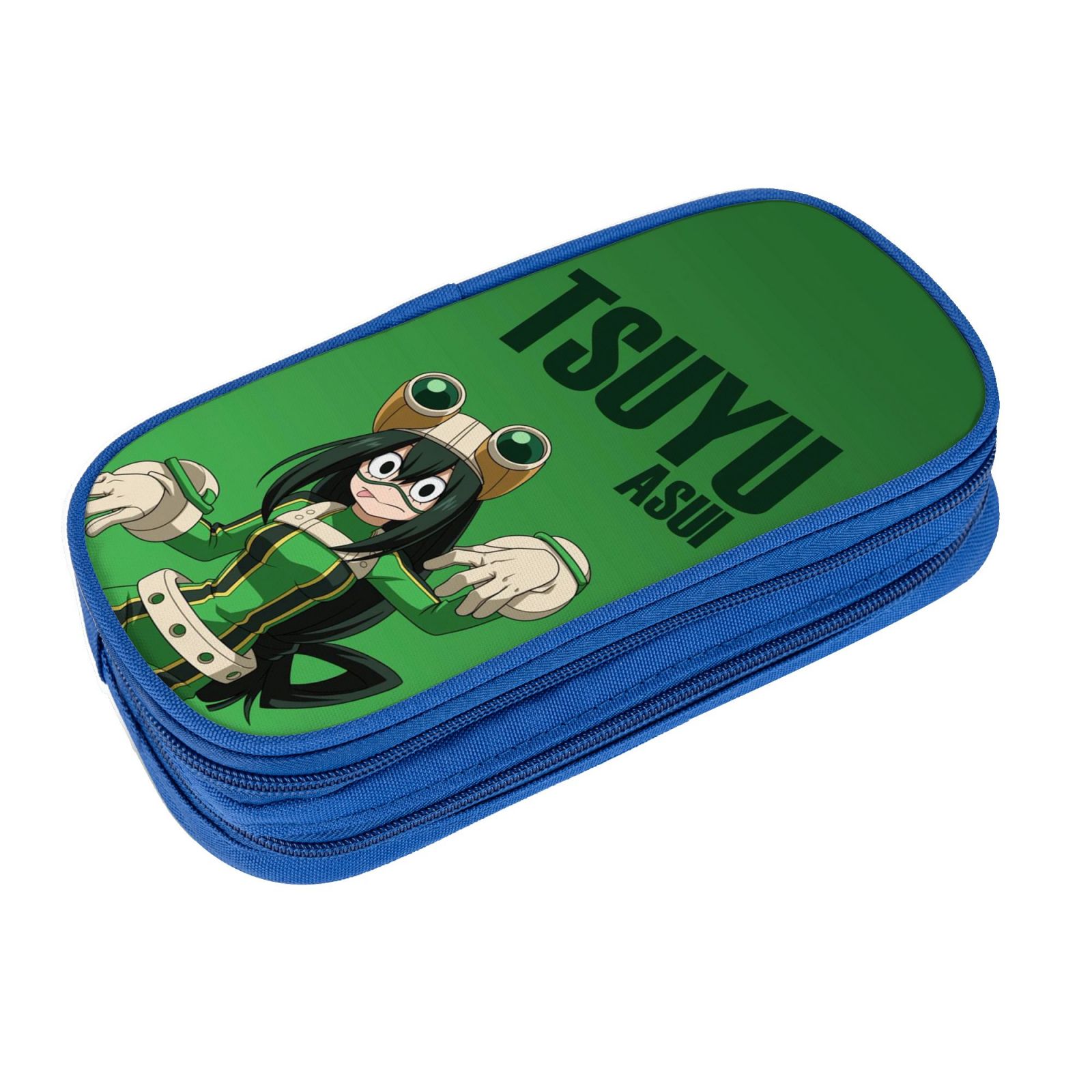 My Hero Academia Tsuyu Asui Pencil Case Large Capacity Pencil Pouch Pen Bag Office Stationery Organizer Travel Makeup Bag Blue