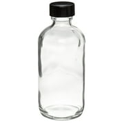 8 oz Boston Round Glass Bottle CLEAR - w/Poly Seal Cone Cap - pack of 4