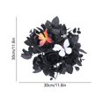 thumbnail image 3 of 12 Inch Gothic Black Rose Candle Ring Wreath, Artificial Mini Wreath with Colorful Butterflies, Spooky Halloween Table Centerpiece Decor, 1-Pack, 3 of 7