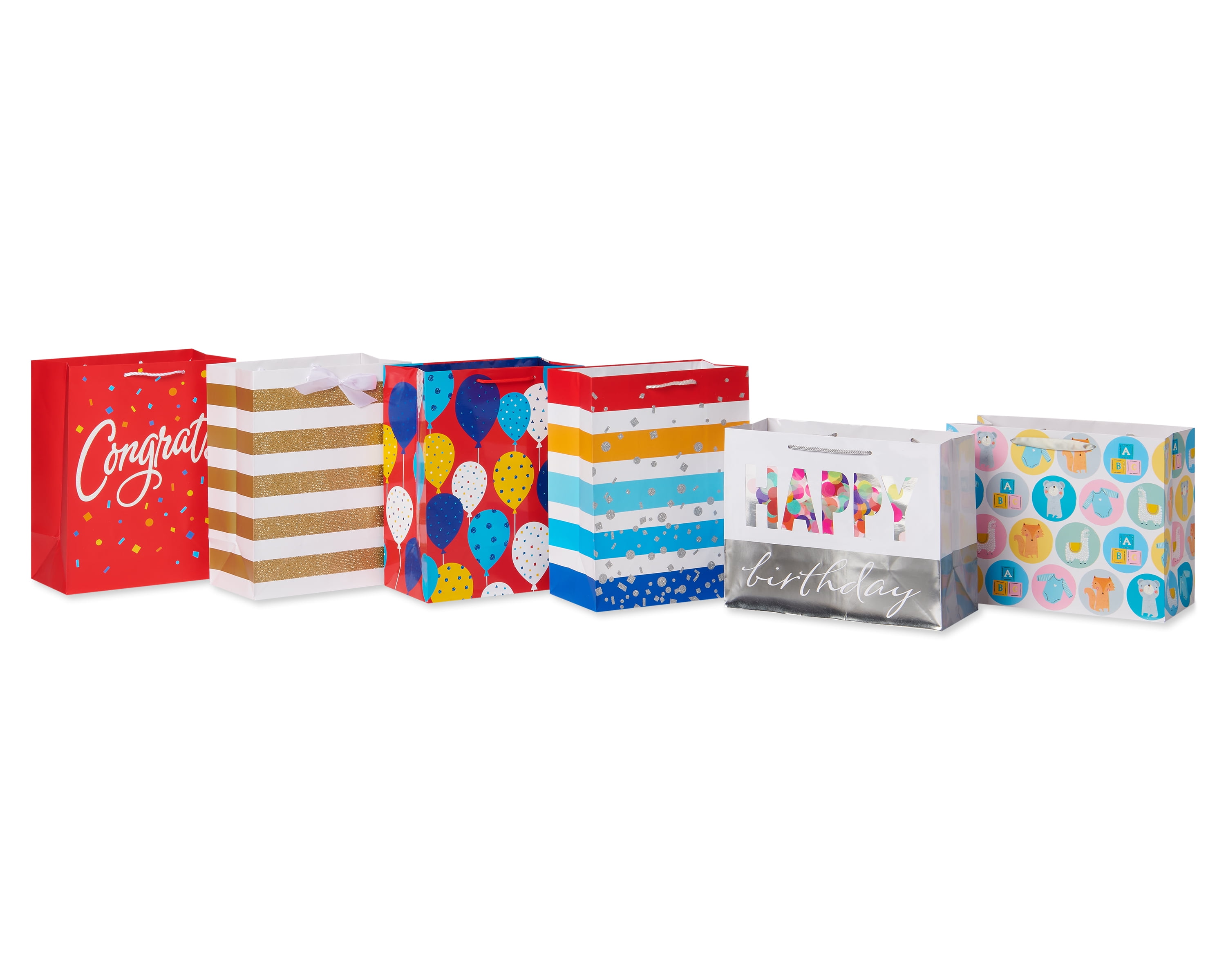 American Greetings Large Bundle Multi-color All Occasion Gift Bags, 6 Count