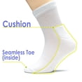 thumbnail image 2 of Hugh Ugoli Men's Cotton Diabetic Ankle Socks, Wide, Loose and Stretchy, Seamless Toe & Non Binding Top, Semi Cushion, 3 Pairs, Navy Blue/White/Beige, Shoe Size: 11-13, 2 of 2