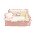 thumbnail image 2 of Sofá cama para gatos, antideslizante y transpirable, para todas las estaciones, con almohada para gatitos y M rosa a cuadros, 2 of 9