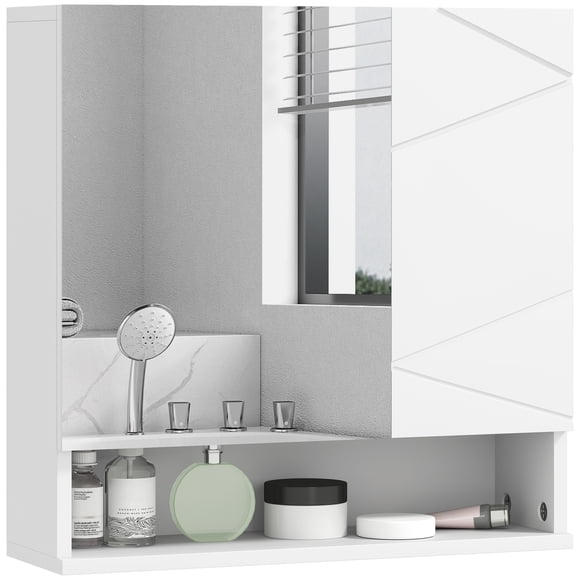 kleankin Medicine Cabinet with Shelf, Bathroom Mirror Cabinet, White