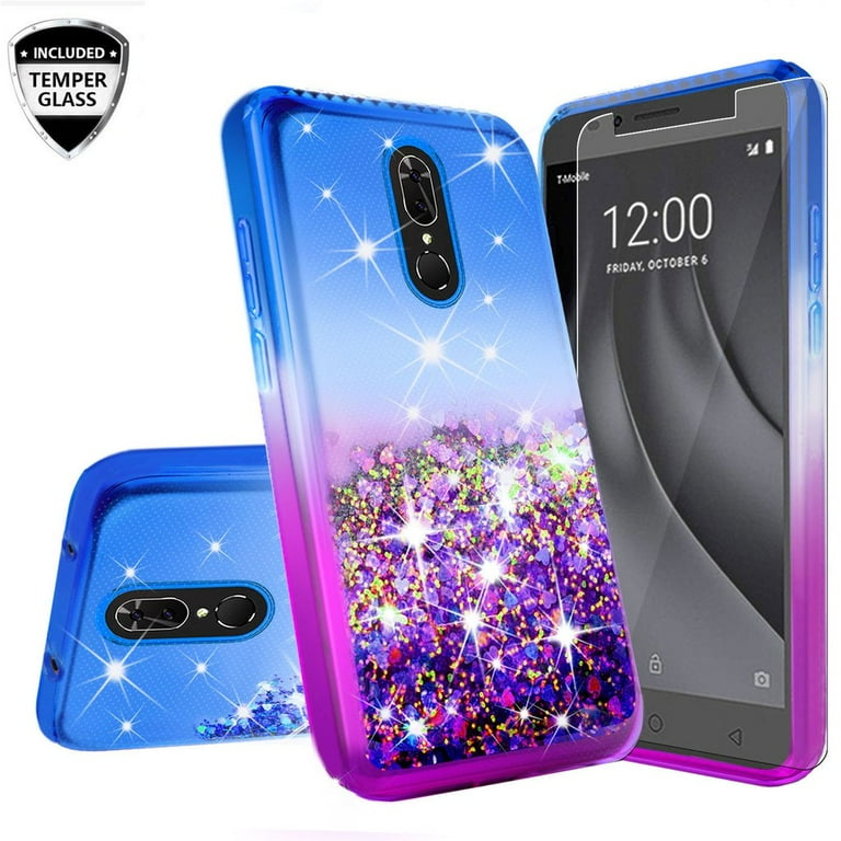 Coolpad Illumina Case/Coolpad Legacy Go Case w/Tempered Glass Screen  Protector Liquid Quicksand Glitter Cute Phone Case Bling Stand Girls Women  for Coolpad Illumina 3310/3310A - Purple/Blue - Walmart.com