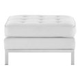 thumbnail image 3 of Ergode Loft Tufted Upholstered Faux Leather Ottoman - Silver White, 3 of 4