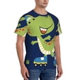 thumbnail image 2 of Bixox Men's Dino Playing Roller Skate Printed Short Sleeve Skinny Athletic T-Shirt, 2 of 6