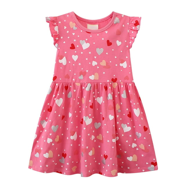 Robes de Petite Fille Sans Manches Robes de Printemps pour Filles Robe Évasée à Volants Robe de Dessin Animé Robe de Fille pour Occasion Spéciale