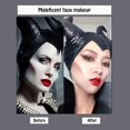 thumbnail image 4 of Disfraz de Halloween para mujer, tocado de cuernos de reina, disfraz de Maléfica, diadema de látex negra con cuernos para adultos, sombrero de Maléfica, 4 of 5
