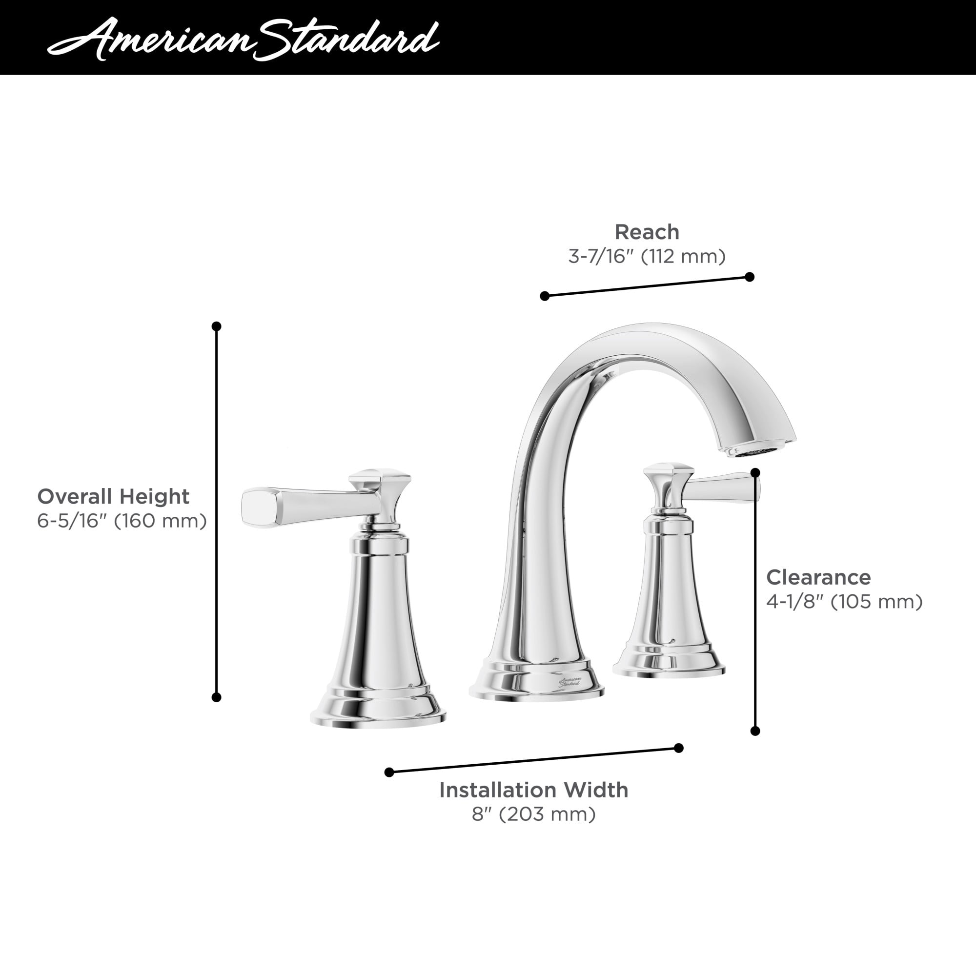 American Standard 7617.807 Glenmere 1.2 GPM Widespread Bathroom Faucet - Chrome