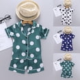 thumbnail image 2 of Tfken Girls Loungewear Sets For Summer Lapel Neck Polka Dot Print Short Sleeve Button Tops With Shorts Set Trendy Sleepwear Daily Comfortable Homewear Outfit White Size 2-3 Years, 2 of 3