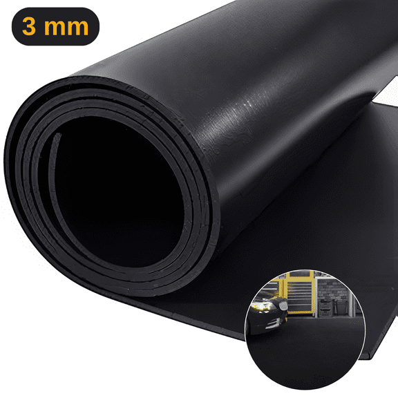 IAJXWI Garage Floor Rubber Mat, 39" x 78" x 3mm Heavy Duty Solid Rubber Flooring Roll for DIY Gasket Material, Gym, Boat, Warehouse