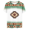 thumbnail image 5 of Blczomt Aztec T-Shirt for Women Summer Western Green Shirt Crew Neck Trendy Short Sleeve Ladies Blouse, 5 of 5