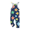 thumbnail image 6 of JTSRKL Girls Long Jumpsuits Cute Sleeveless Spaghetti Strappy V Neck Rompers Casual Floral Stars Print Loose Fit Overalls Rompers with Pockets Kids Summer Outfit Clothes 2025 Navy 9-10 Years, 6 of 9