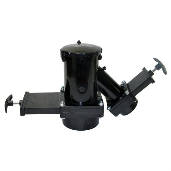 Valterra T38 Fixed Wye Double Valve Assembly with 3" Hub x 1-1/2" Rotating Hub x 3" Bay with Cap,Black