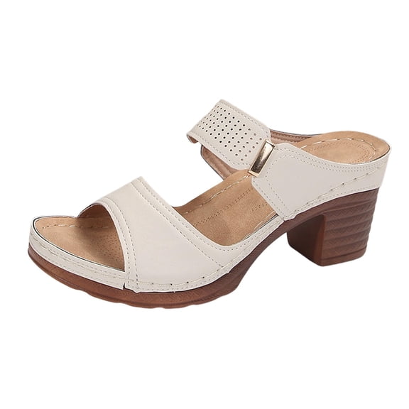 2025 Women's High Heels Fashion and Comfortable Soft soled One Step Shoes, Summer Breathable Open toed Elegant Party Indoor/Outdoor Cute Anti slip Beach Vacation Casual Slippers