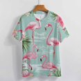 thumbnail image 3 of Flamingo Pattern Women's Short Sleeve Tops Casual Blouses T Shirt, 3 of 6