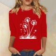 thumbnail image 2 of Plebaso Hauts pour Femmes Manches 3/4 Chemises Imprimées Décontractées Tuniques Col Rond Blouses pour Femmes, 2 of 4