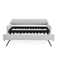 thumbnail image 6 of Tcbosik Upholstered Daybed with Trundle and USB Port, Twin Size Linen Fabric Sofa Bed, Wood Bed Frame for Living Room, Guest Room, Beige, 6 of 10