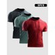 thumbnail image 2 of 3 piezas de camiseta deportiva de verano para hombre, manga corta con capucha de color sólido, 2 of 7
